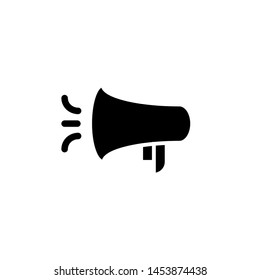 flat megaphone, loudspeaker, broadcasting, glyph icon symbol sign, logo template, vector, eps 10