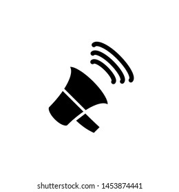 flat megaphone, loudspeaker, broadcasting, glyph icon symbol sign, logo template, vector, eps 10