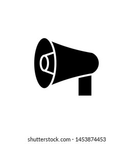 flat megaphone, loudspeaker, broadcasting, glyph icon symbol sign, logo template, vector, eps 10
