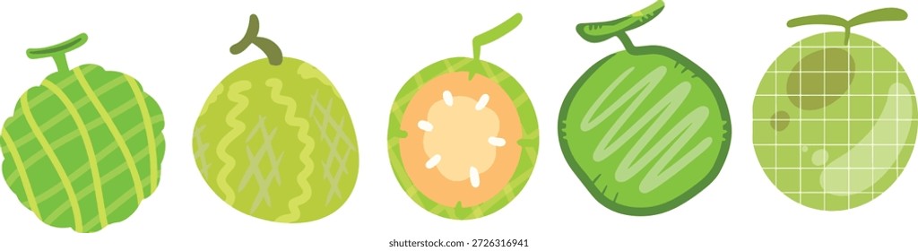 Flat Melon Fruit Illustration with Colorful Decorative Style