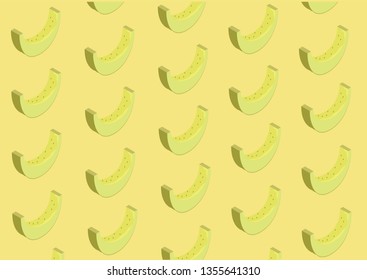 Flat melon isometric pattern - Vector