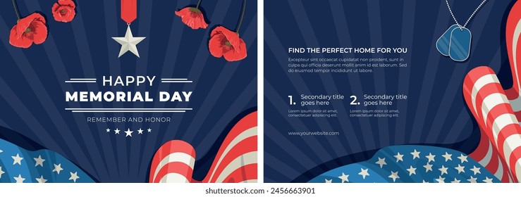 Flat memorial day brochure template