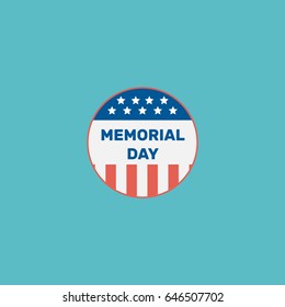 Flat Memorial Day Element. Vector Illustration Of Flat Usa Badge Isolated On Clean Background. Can Be Used As Usa, Memorial And Day Symbols.