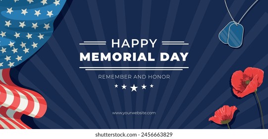 Flat memorial day horizontal banner template