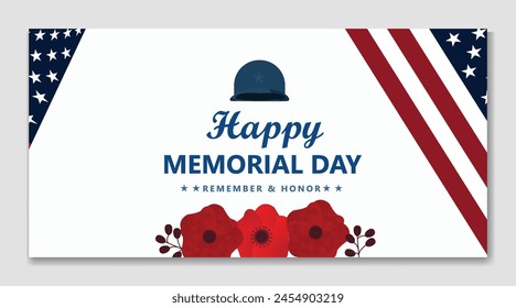 Flat memorial day social media cover template