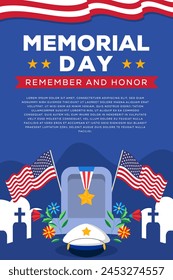 flat memorial day vertical banner illustration design