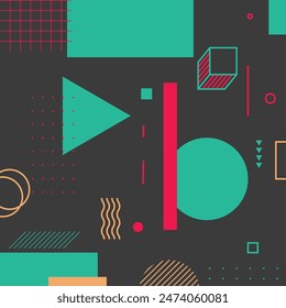 Flat memphis background. Abstract shape background. Vector illustration.