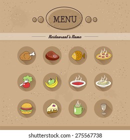 Flat Menu Icons Restaurant Menu Icons Stock Vector (Royalty Free ...