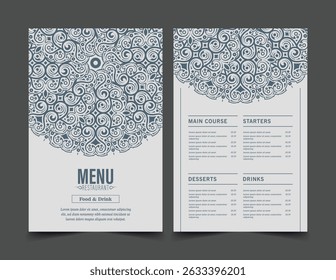 Flat Menu Layout with mandala Elements
