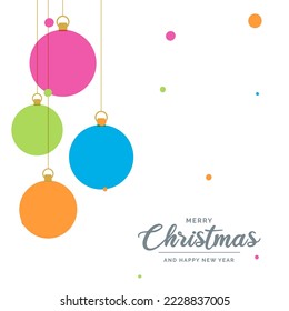 Flat merry christmas decorative Ball elements hanging background