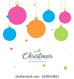 Flat merry christmas decorative Ball elements hanging background