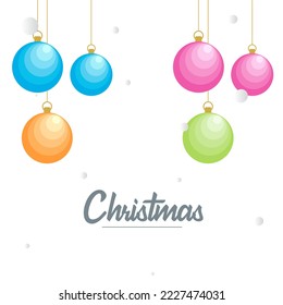 Flat merry christmas Glossy  decorative Ball elements hanging background