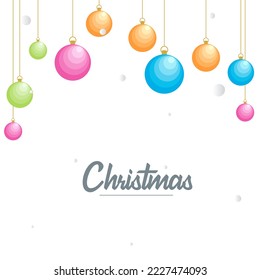 Flat merry christmas Glossy  decorative Ball elements hanging background