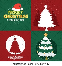 Flat merry Christmas greeting cards