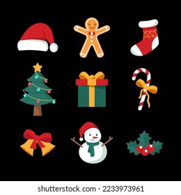 Flat Mery Christmas Icon Set