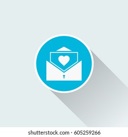 Flat message and email icon with heart