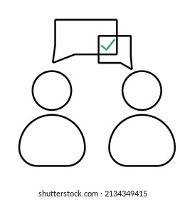 Flat message people icon. Internet network. Business concept. Dialog, chat speech bubble. Vector illustration. stock image.