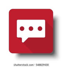 Flat Message web icon on red button with drop shadow