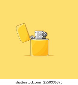 flat metal gold lighter illustration