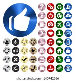 Flat metal Icons set for web design