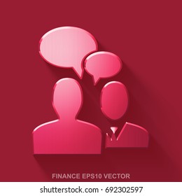 Flat metallic business 3D icon. Red Glossy Metal Business Meeting icon with transparent shadow on Red background. EPS 10, vector illustration.