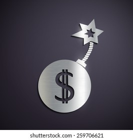 Flat metallic logo dollar sign. Vector image.