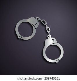 Flat metallic logo handcuffs. Vector image.