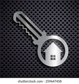 Flat metallic logo key. Vector image.