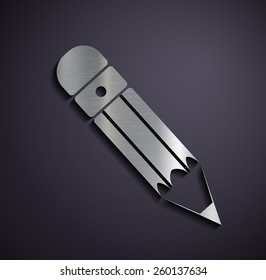 Flat metallic logo pencil. Vector image.