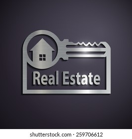 Flat metallic logo real estate. Vector image.