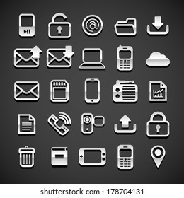 Flat metallic universal icons set, vector illustration