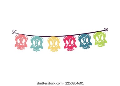 flat mexican garland illustration over white