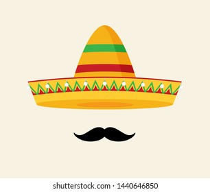 Flat mexican hat vector icon.