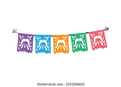 flat mexican party garland over white