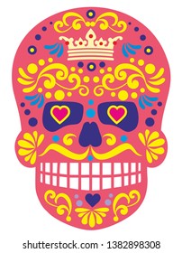 flat,  mexican sugar skull, vintage design t shirts
