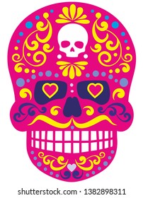 flat,  mexican sugar skull, vintage design t shirts