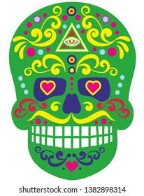 flat,  mexican sugar skull, vintage design t shirts