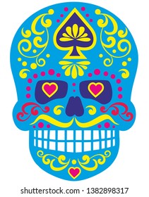 flat,  mexican sugar skull, vintage design t shirts