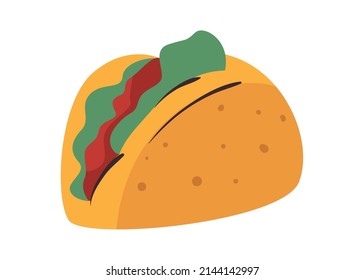 flat mexican taco design over white