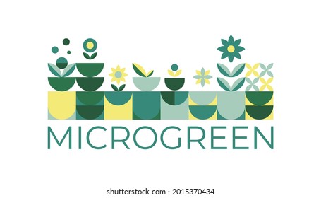 Flat micro green logo symbol for concept design. Vector isolated modern illustration. Organic natural shape.