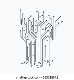 Flat Microelectronics Circuits. Circuit board vector, white background.