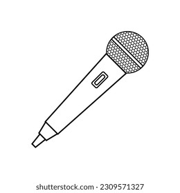 Flat microphone icon on white background, editable vector illustration EPS 10.