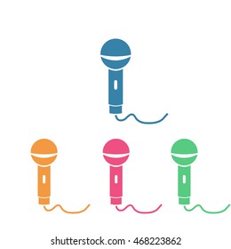 flat microphone icon with set of 4 colors