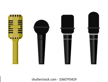 Flat microphone icon set. on white  background. vector illustration/eps10