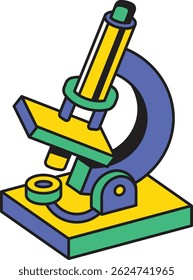 Ícone de Microscópio Plano, Laboratório e Pesquisa Científica