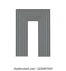 Flat mid century arch for banner design. Minimalist vector illustration. Landscape background. Isolated vector illustration. Boho style. Fashion poster. Abstract geometric decorative background.