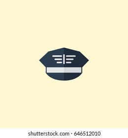 Flat Military Cap Element. Vector Illustration Of Flat Hat Isolated On Clean Background. Can Be Used As Military, Cap And Hat Symbols.