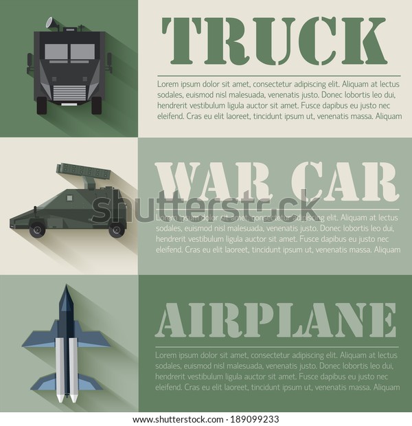 flat military transport set design concept.\
Vector illustration\
infographic