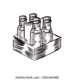 caja de botella de leche plana sobre blanco