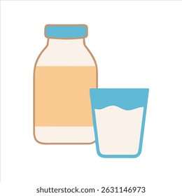 Flat milk bottle object icon modern design concept isolated